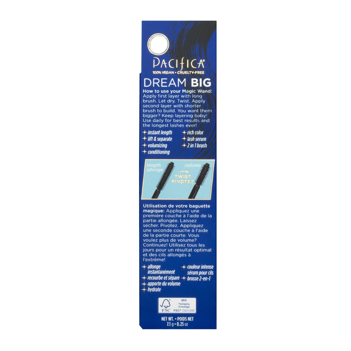 Vegan Lash Extending Mascara with Natural Plant Fibers - 7-in-1 Conditioning, Lengthening & Volumizing Black Magic