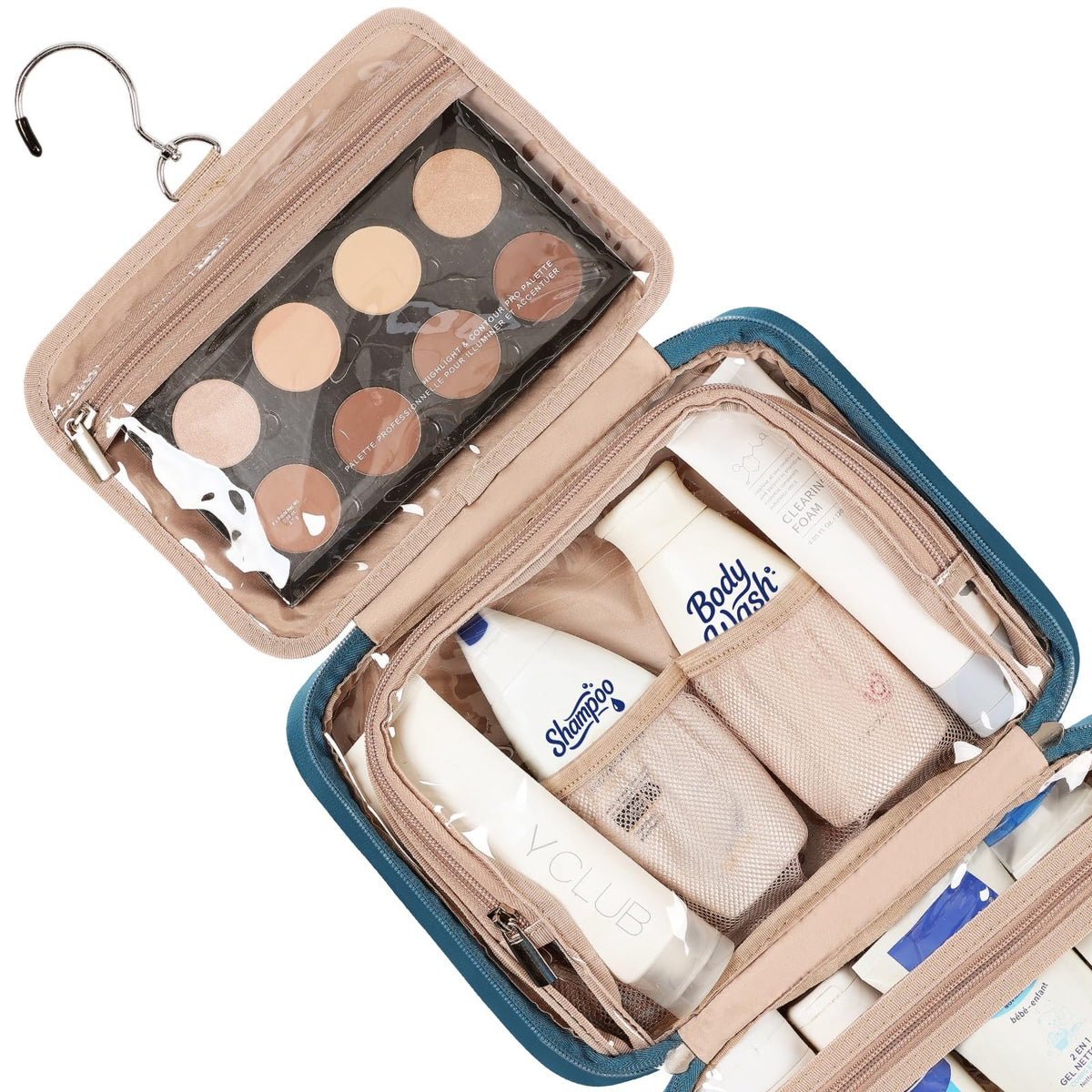 Medium Travel Toiletry Bag for Women - Hanging Makeup Organizer Lake Blue