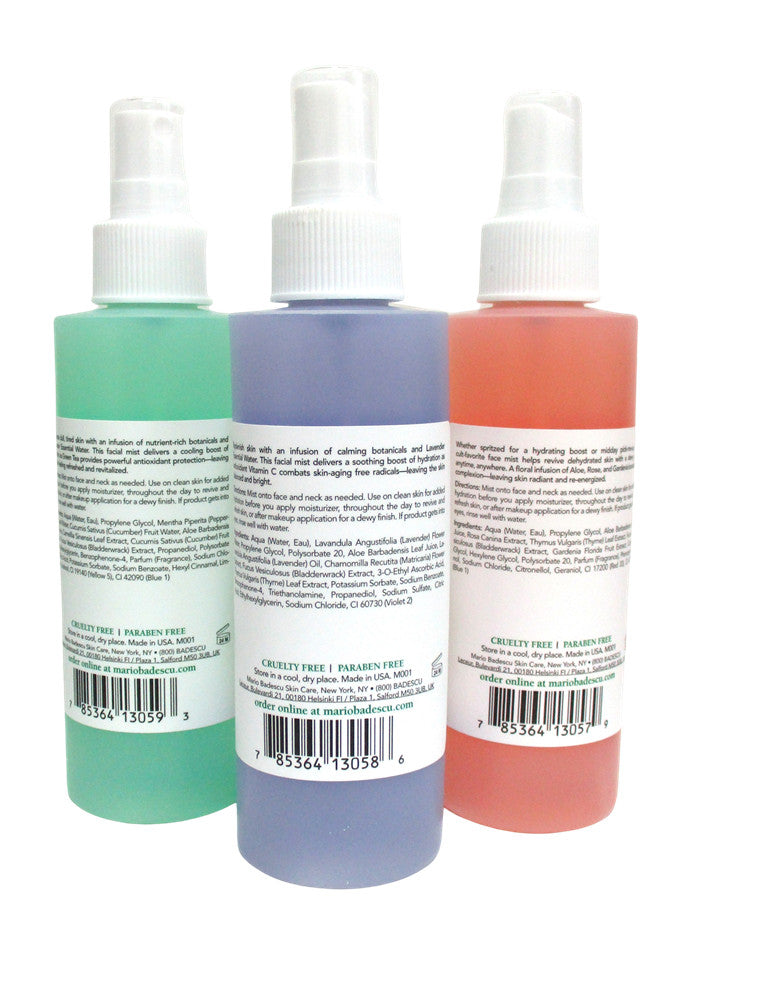 Mario Badescu Facial Spray Set with Aloe, Rosewater, Cucumber & Lavender - 3 Pack, 6 OZ Each
