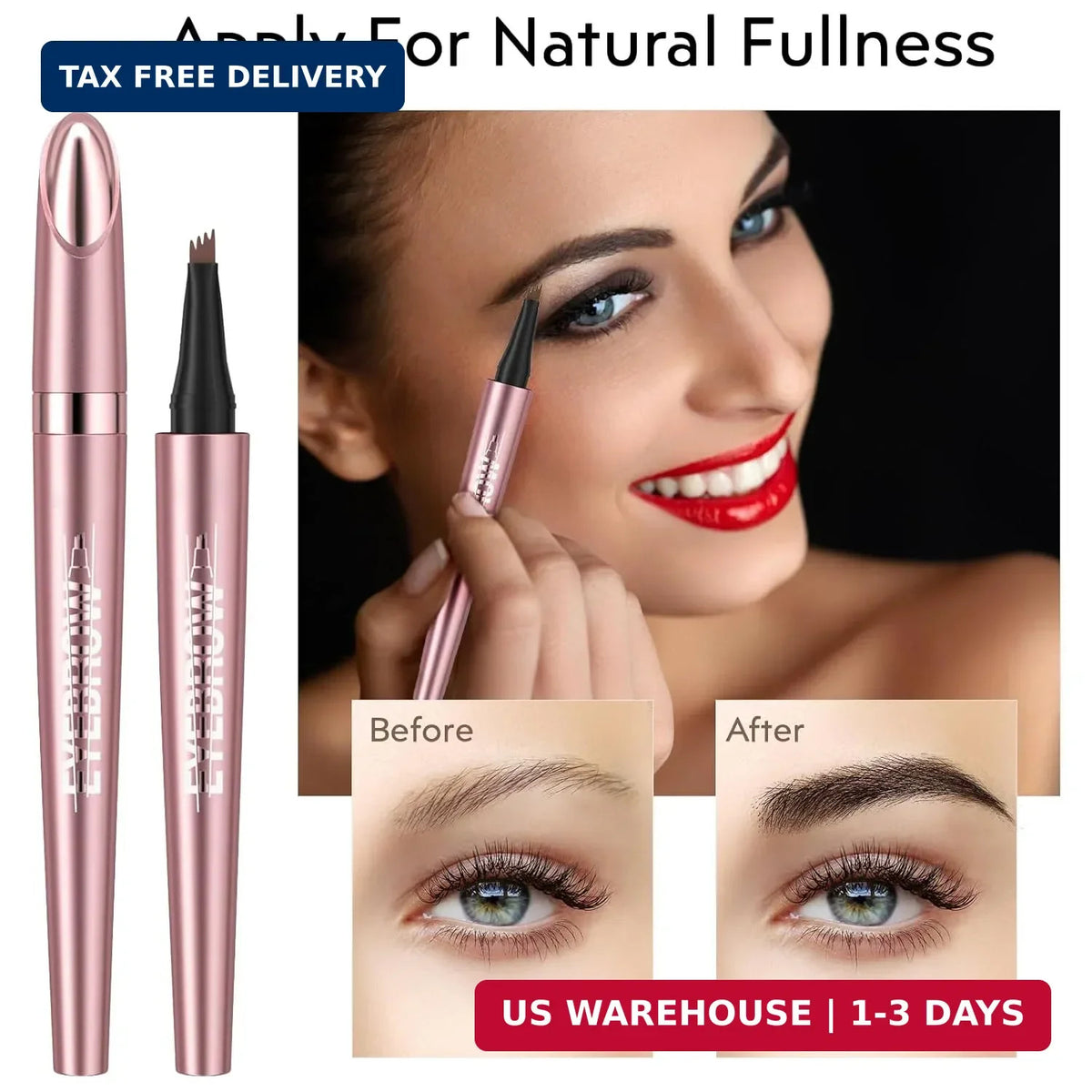 Microblading Eyebrow Pen - 4-Point Tip Waterproof Long-Lasting Pencil (2 Pack)