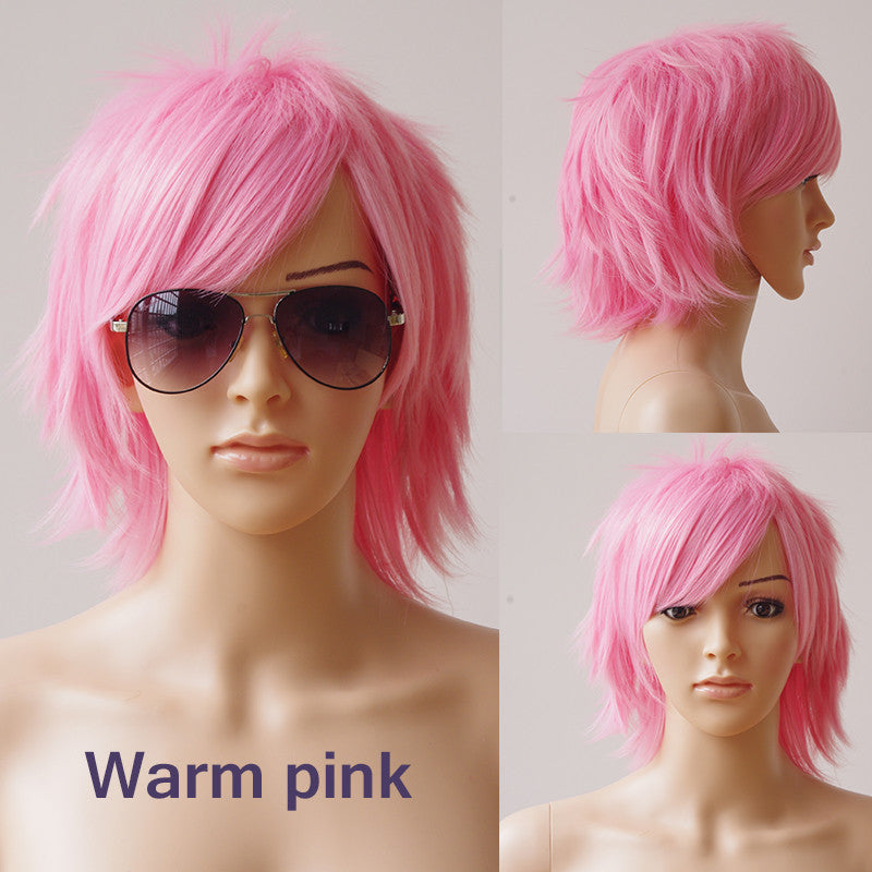 Anime Cosplay Wigs Short Straight Heat-Resistant Synthetic Hair Costume Accessory