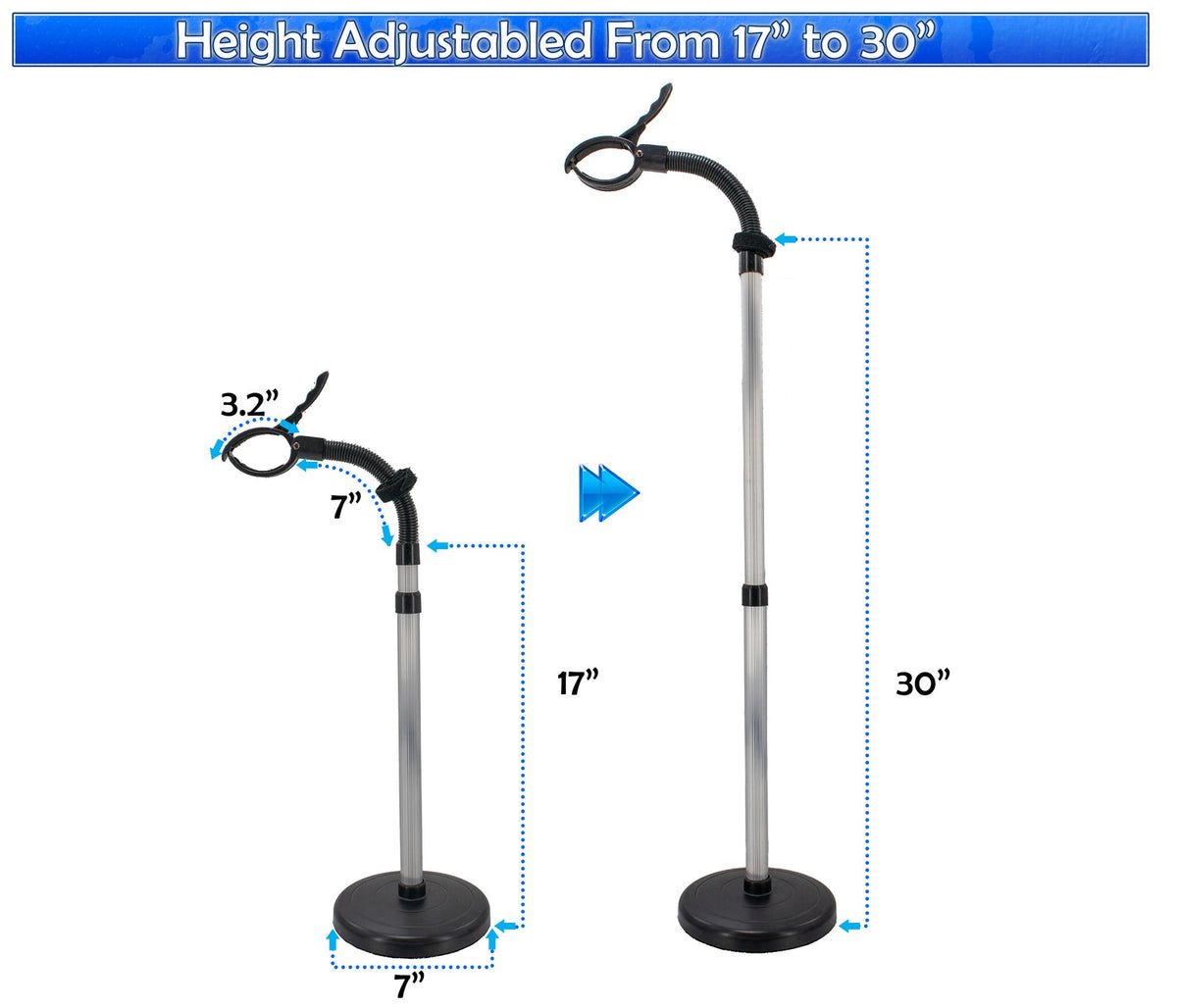 Adjustable Hands-Free Hair Dryer Stand with 360° Rotation & Stable Base