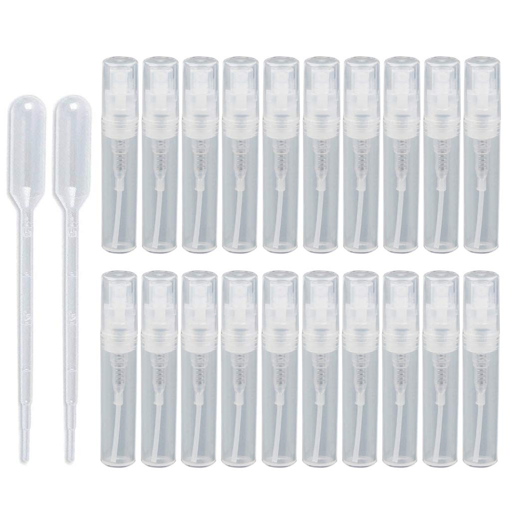 20 Pack 3ml Portable Refillable Clear Plastic Spray Bottles for Travel