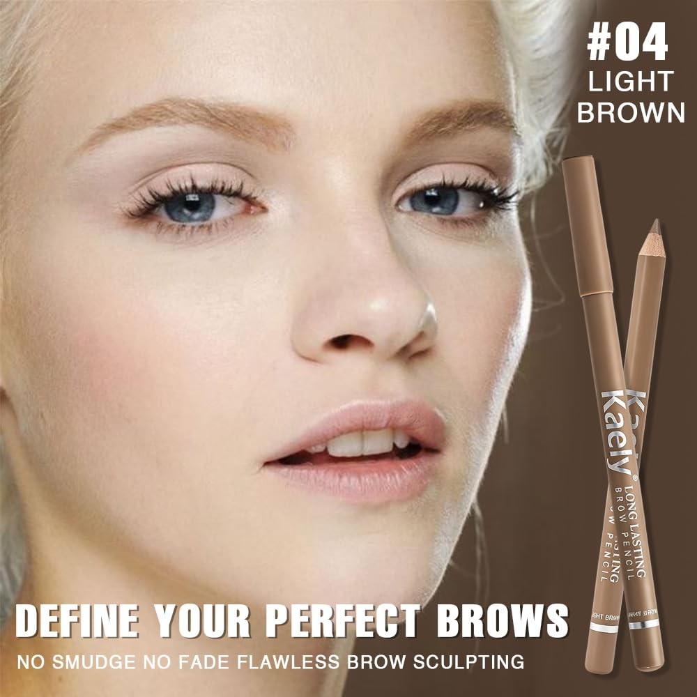 6-Piece Wooden Eyebrow & Eyeliner Pencil Set Waterproof & Smudge-Proof