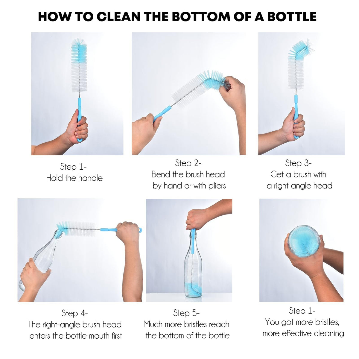 Extra Long Bottle Cleaning Brush - 17 Inch Narrow Neck & Decanter Cleaner