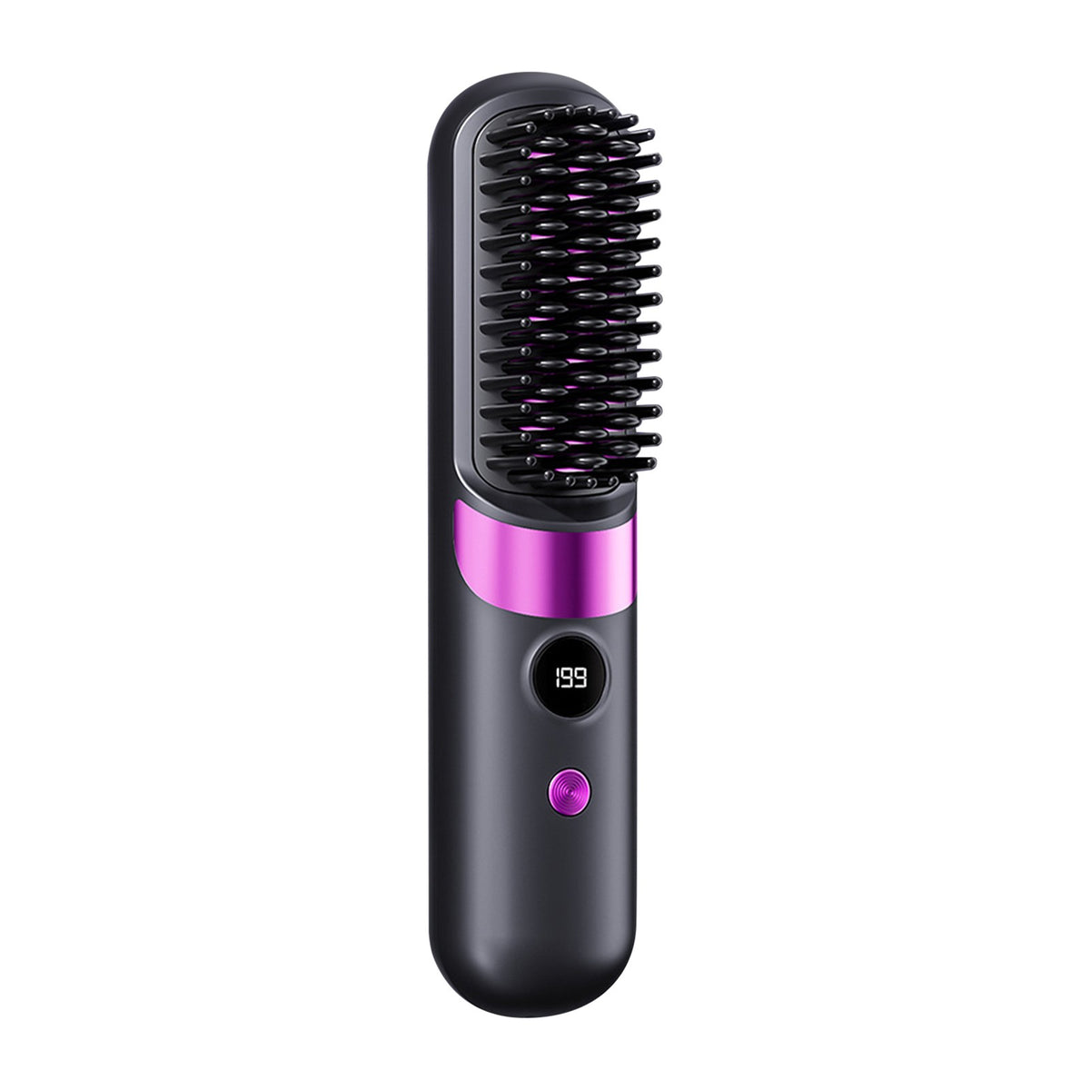 Rechargeable Black Ceramic Hair Straightener Brush Portable Styling Tool