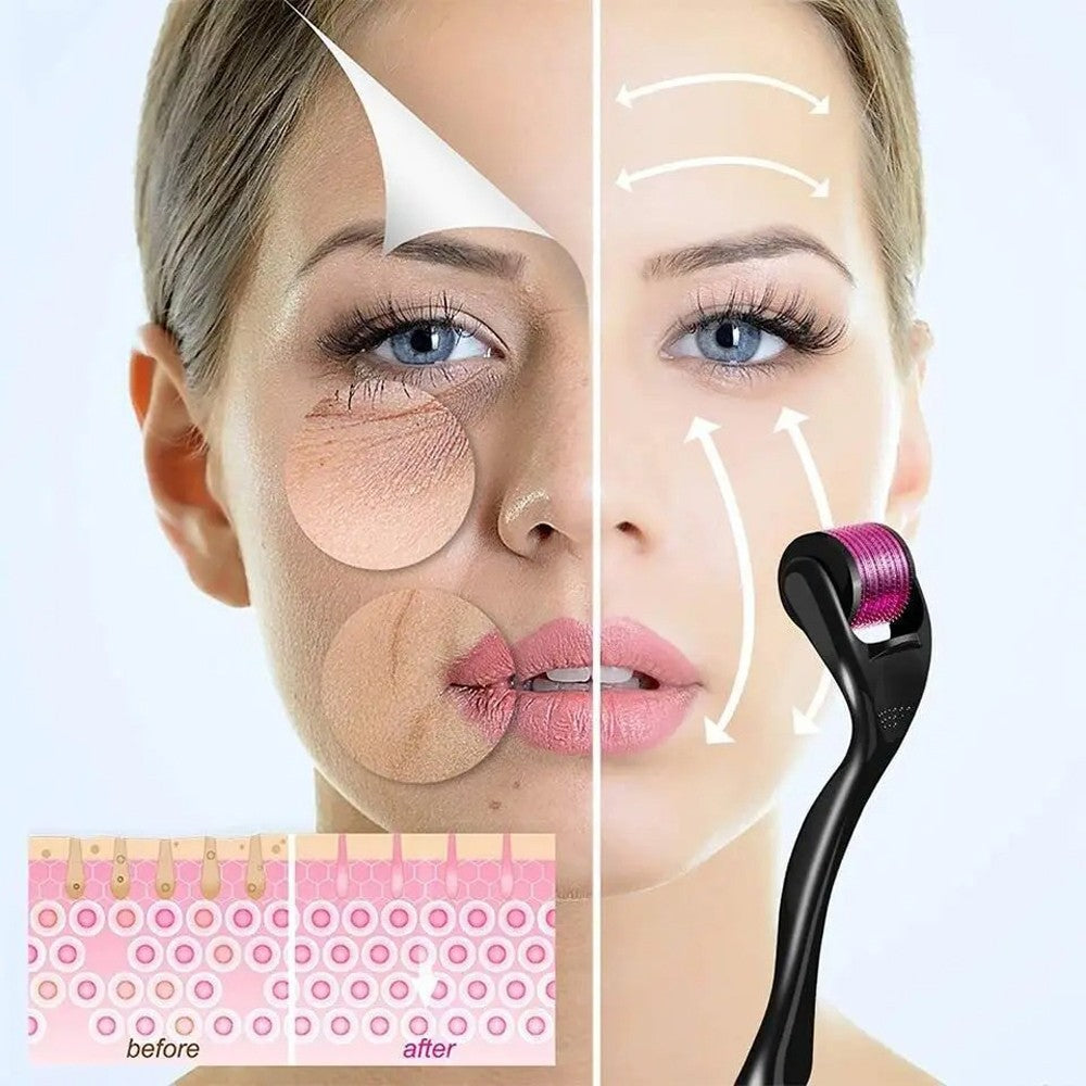 3-Piece Microneedle Derma Roller Set with 0.25mm 0.50mm & 1.50mm Needles for Skin & Hair Care