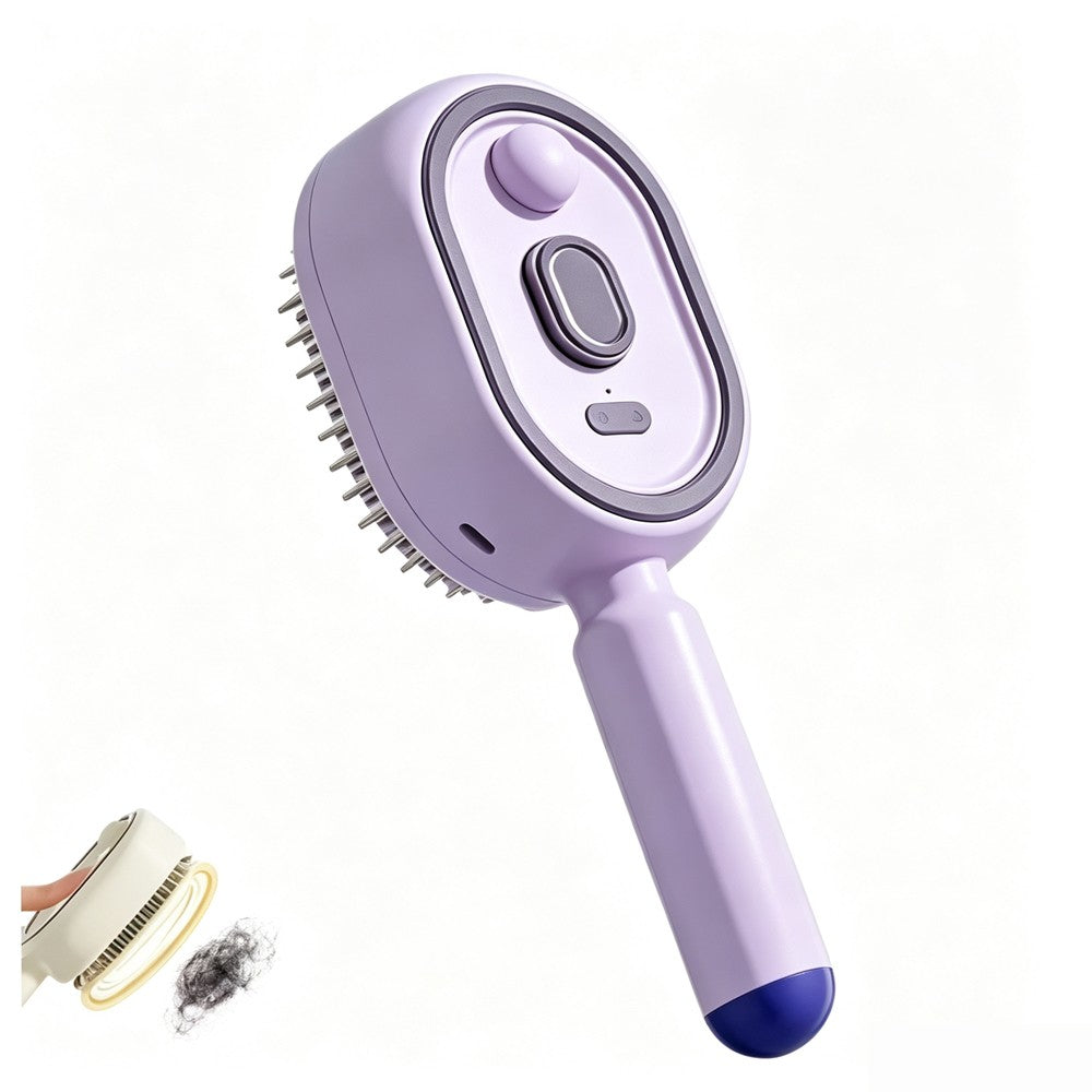 Rechargeable Electric Spray Hair Comb with Mist and Red Light Therapy - Purple