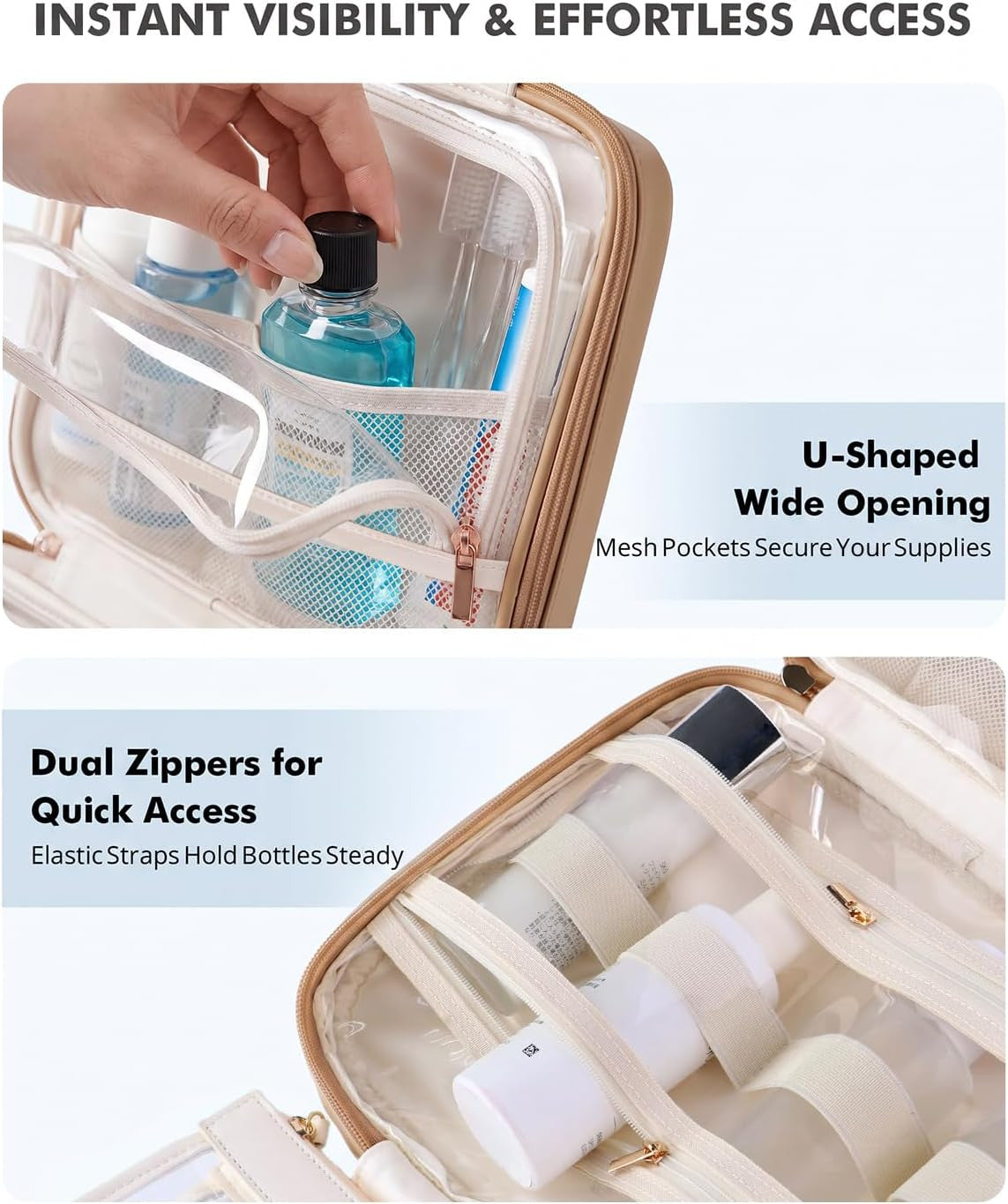 Waterproof Hanging Toiletry Bag for Women with Jewelry Organizer - Travel Makeup Organizer
