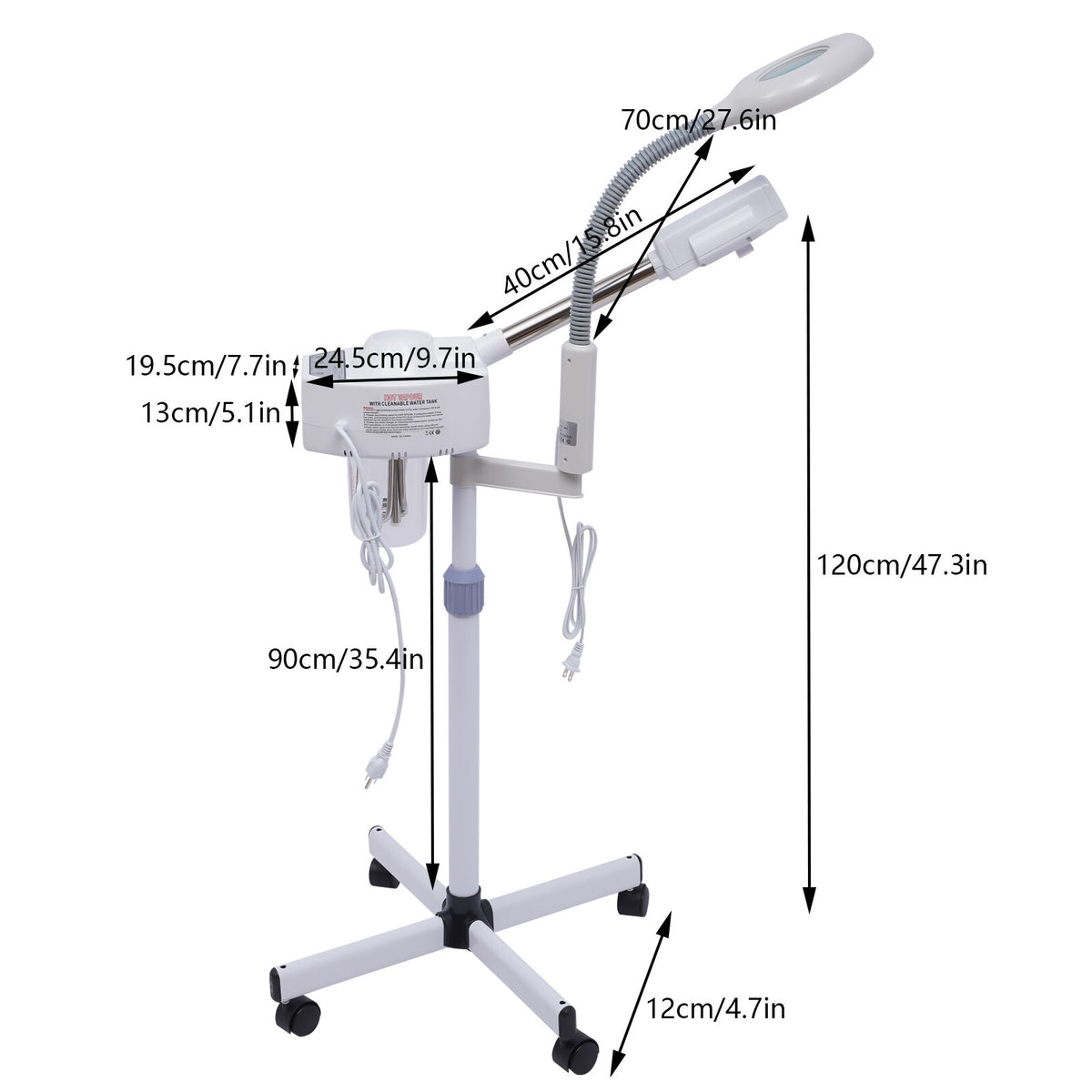 2-in-1 Facial Steamer with 5X LED Magnifying Lamp & Ozone