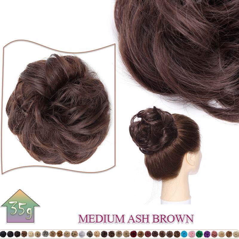 Curly Messy Bun Hair Extension Scrunchie Natural Updo Thick Human Hair