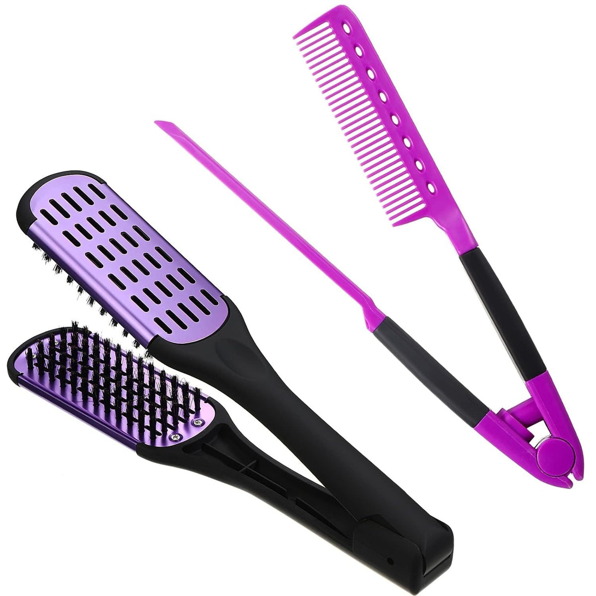 Double-Sided Hair Brush & Styling Comb Set for Effortless Straightening