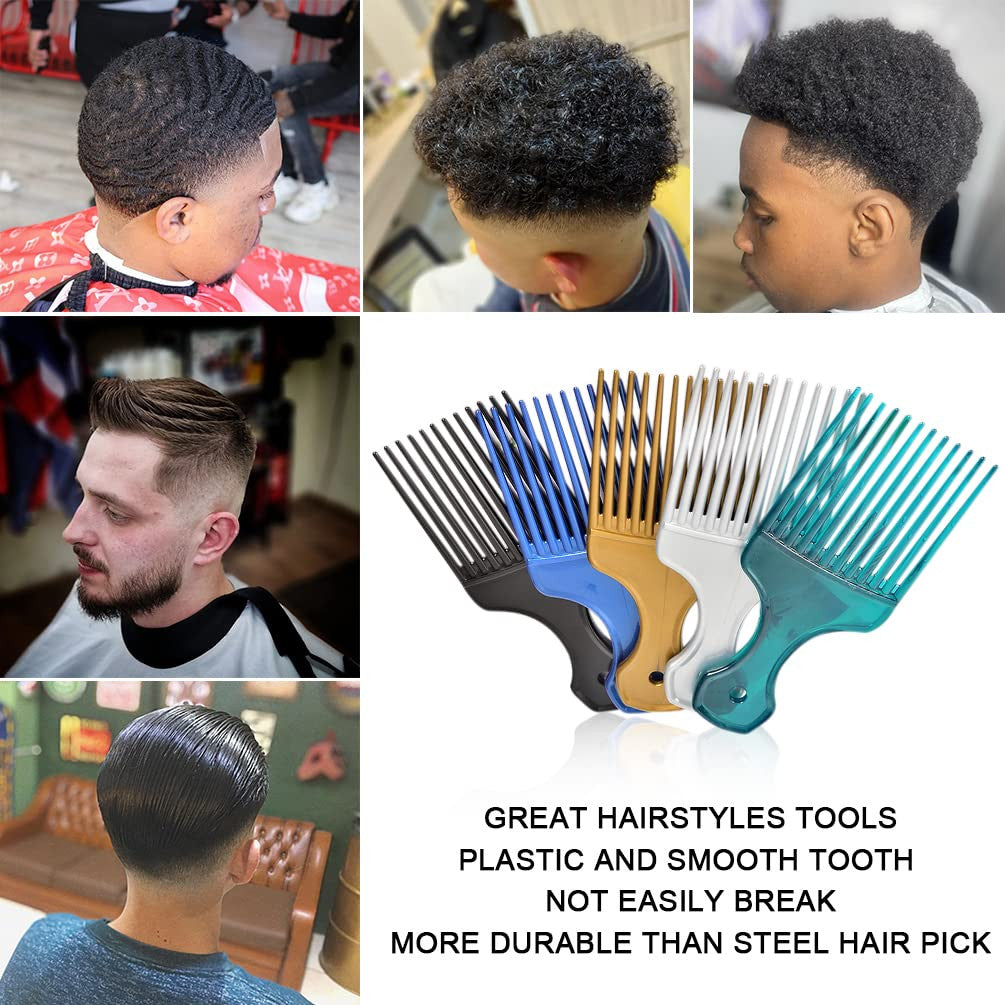 6-Pack Wide Tooth Afro Hair Picks for Curly & Thick Hair Styling