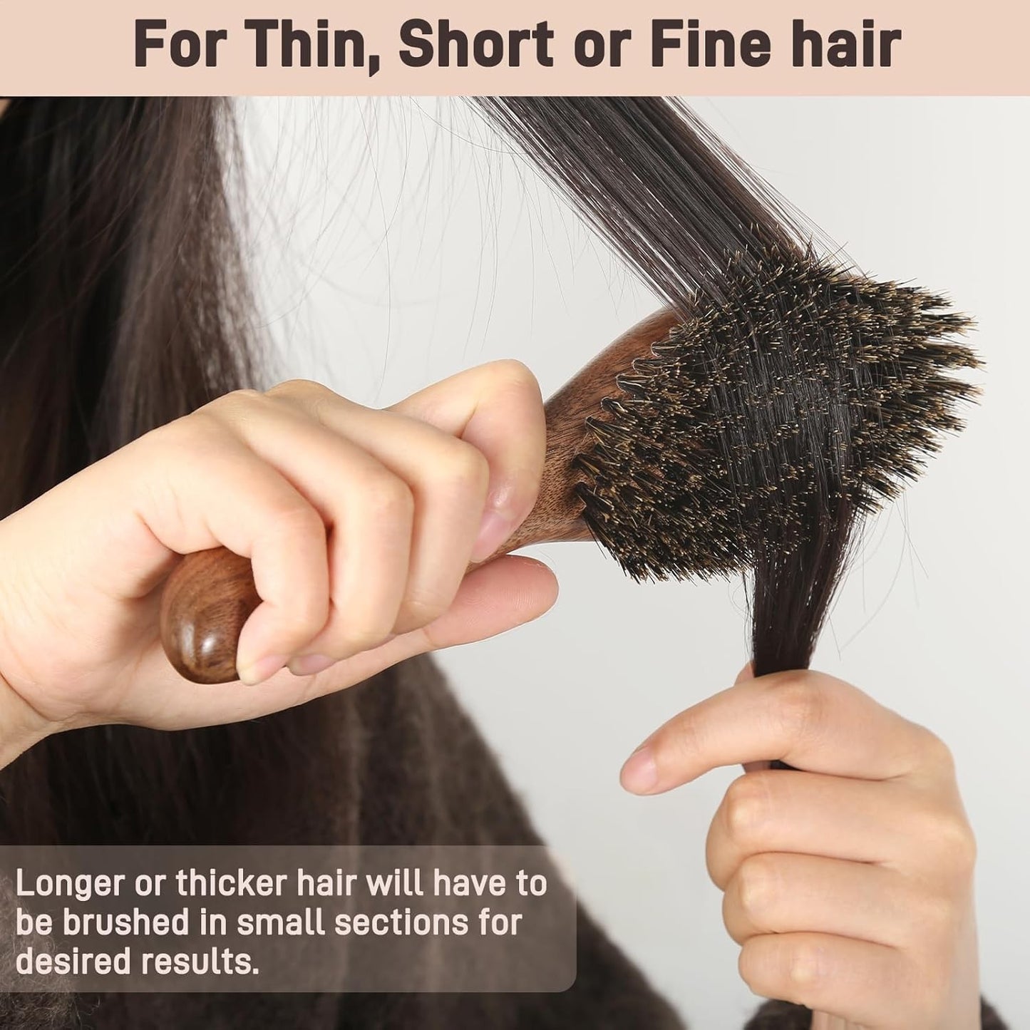 Natural Walnut Wood Boar Bristle Hair Brush for Women and Men