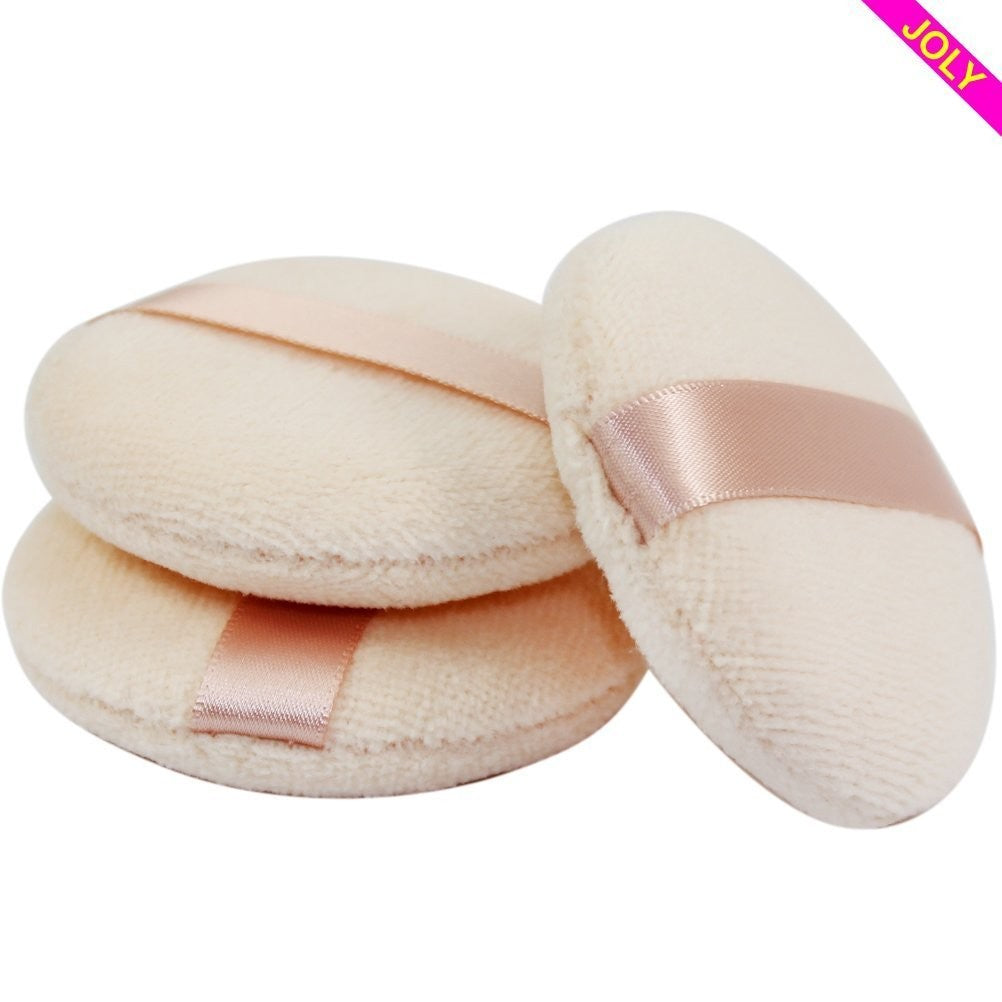 Makeup Powder Puff Set - 3 Cotton Velour Face Puffs for Face Powder