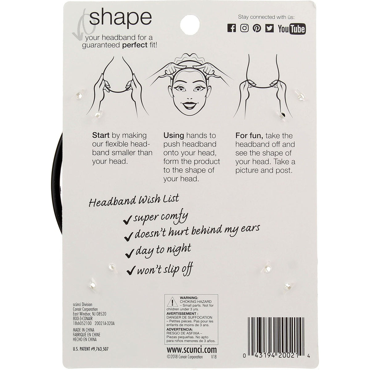 3 Pack Scunci No Slip Grip Headband
