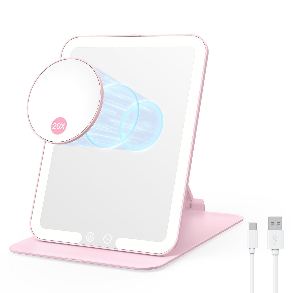 Benbilry Foldable Travel Makeup Mirror with Lights & 20X Magnification
