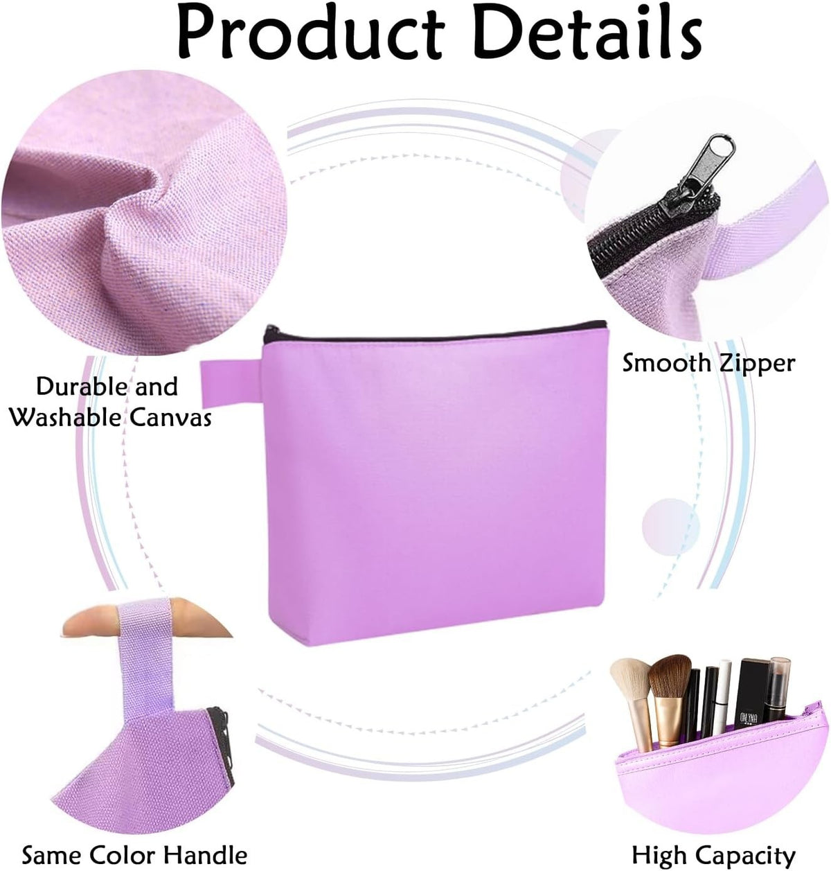 60 Pcs Canvas Makeup Bags Bulk Travel Cosmetic Organizer with Zipper