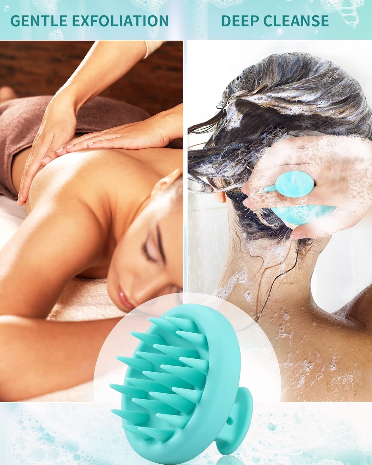 Silicone Scalp Massage Brush for Hair Growth & Dandruff Relief - Waterproof Shampoo & Shower Scrubber