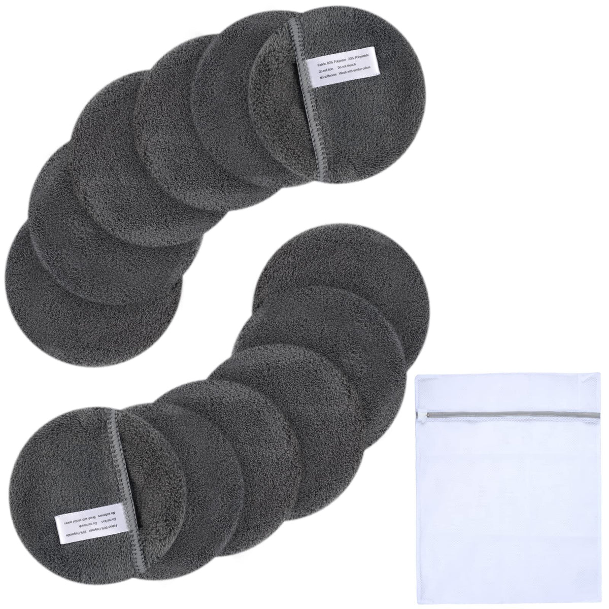 Reusable Makeup Remover Pads (Pack of 6) 4 Inch, Dark Grey