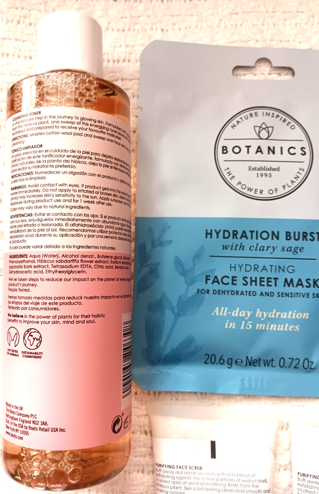 Hibiscus Face Scrub & Sheet Mask Set for Skin Refreshing - Botanics