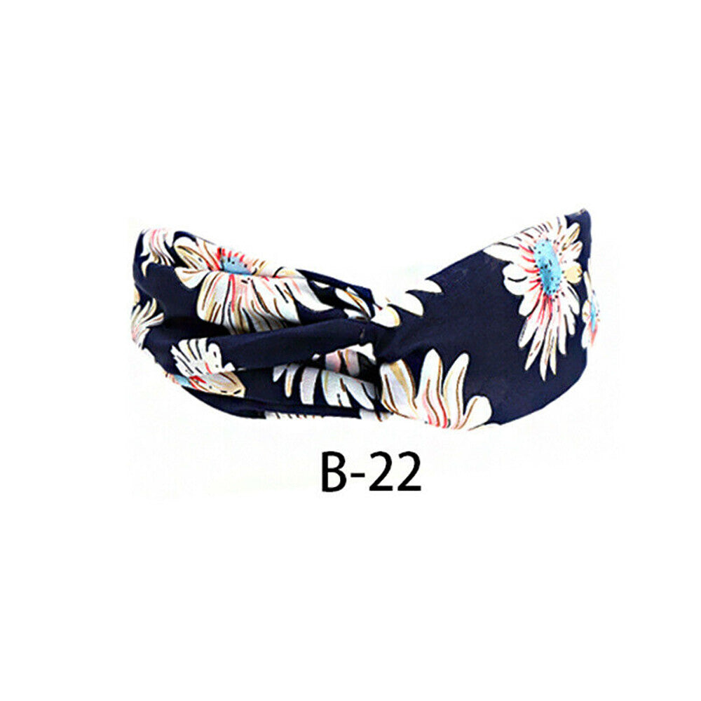 Multicolor Boho Floral Twist Knot Headband - Elastic Hair Wrap Turban