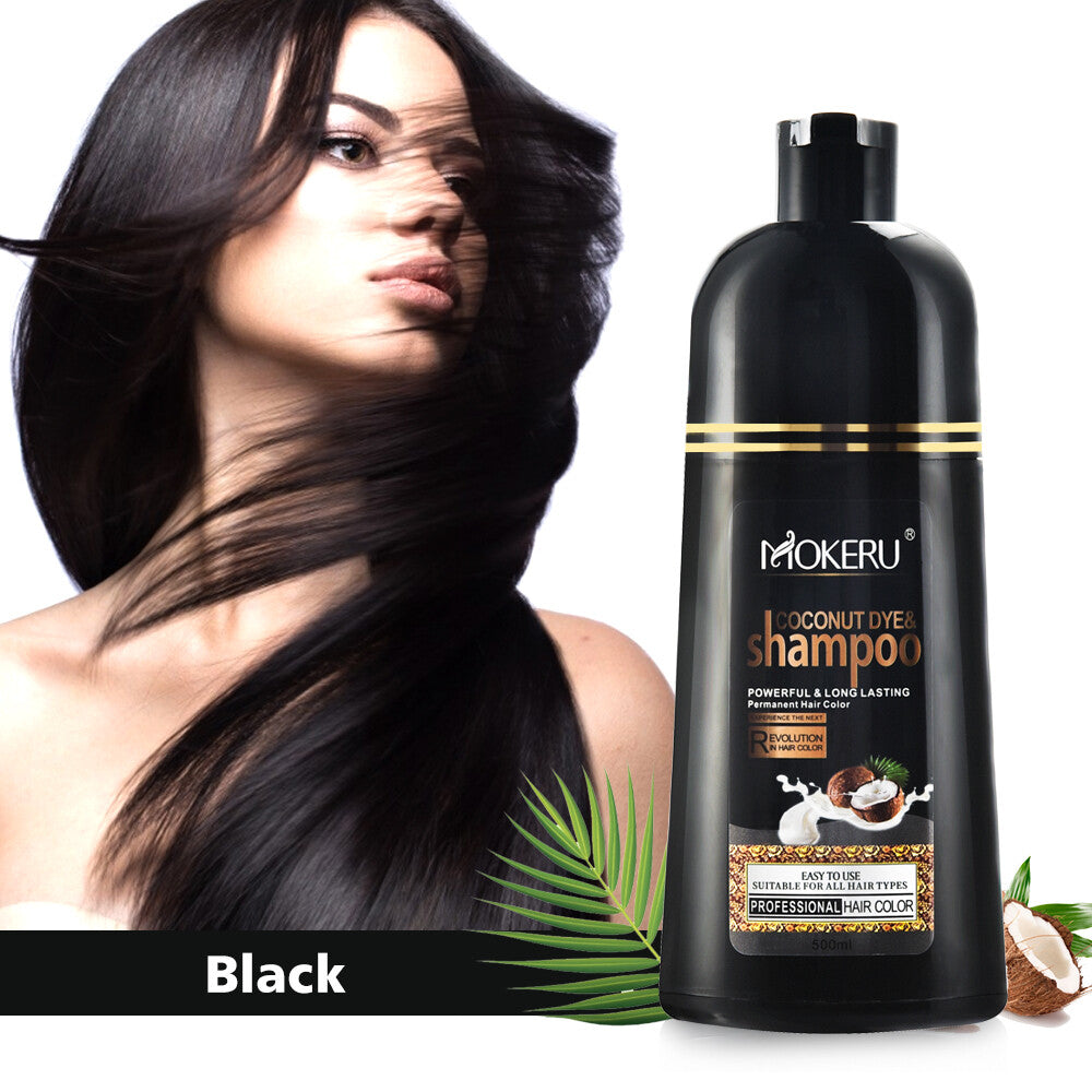 500ML Permanent Herbal Hair Dye Shampoo - Fast Black & Colorant for Natural Hair