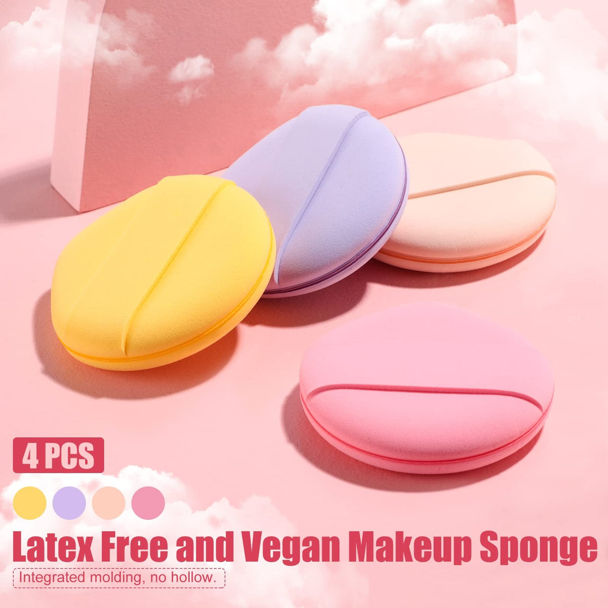 Makeup Sponge Blender for Foundation - Pack of 4, Vibrant Colors
