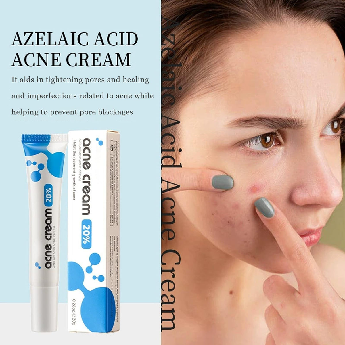 Azelaic Acid Face Cream with Hyaluronic Acid for Acne & Redness - Gentle Skin Soothing Serum