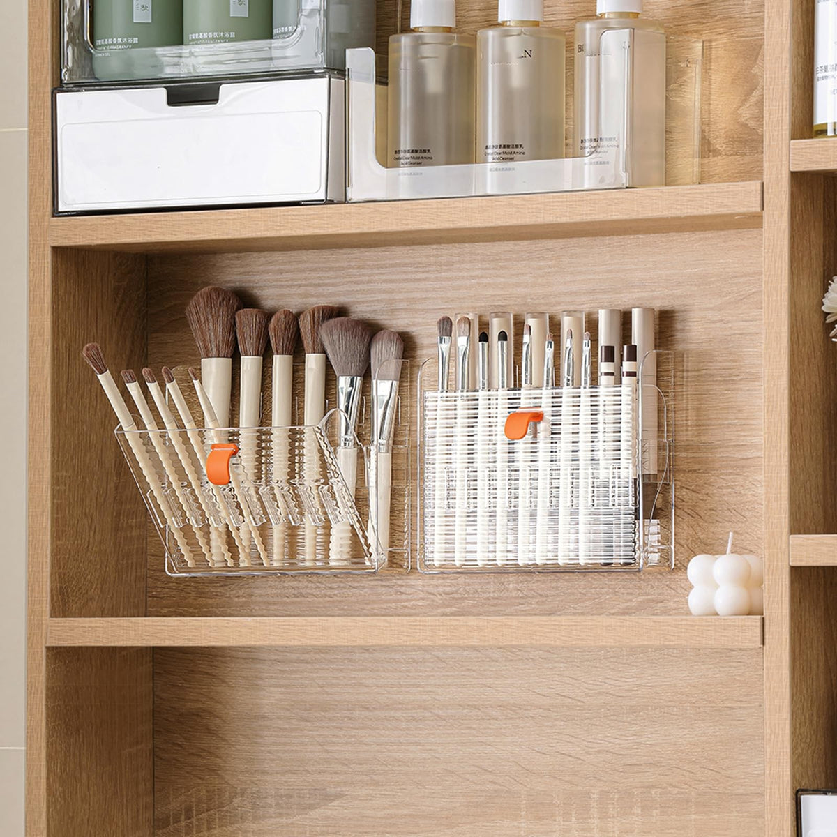 Wall-Mounted Makeup & Lip Liner Organizer Holder Clear 16 Slots