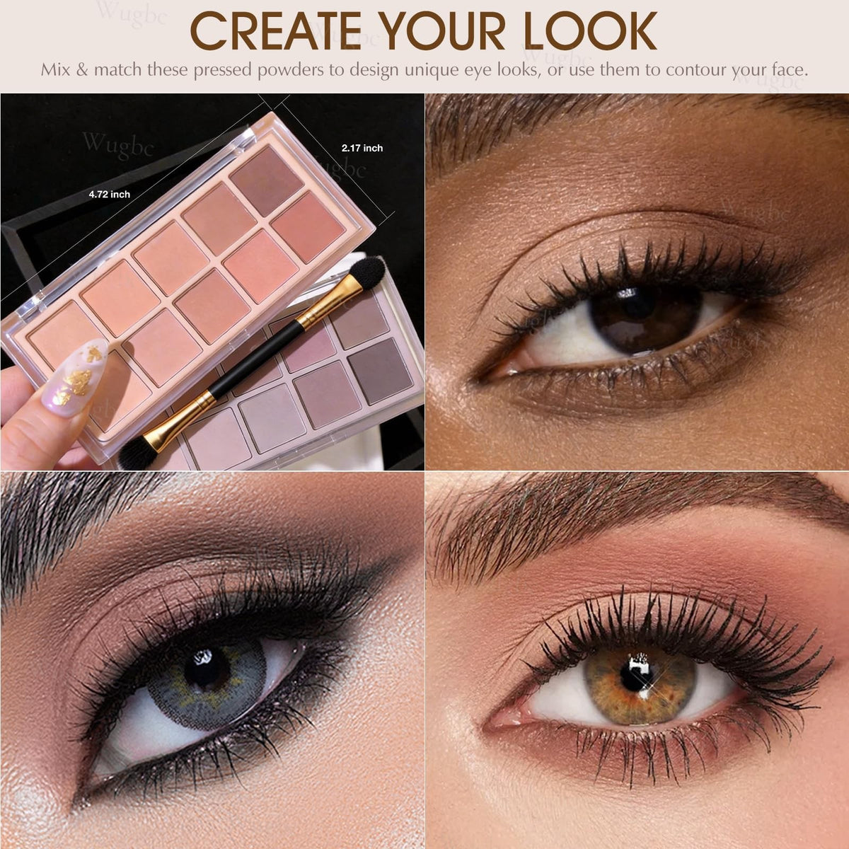 Matte Eyeshadow Palette - Neutral Taupe Mauve Grey Brown 10 Colors