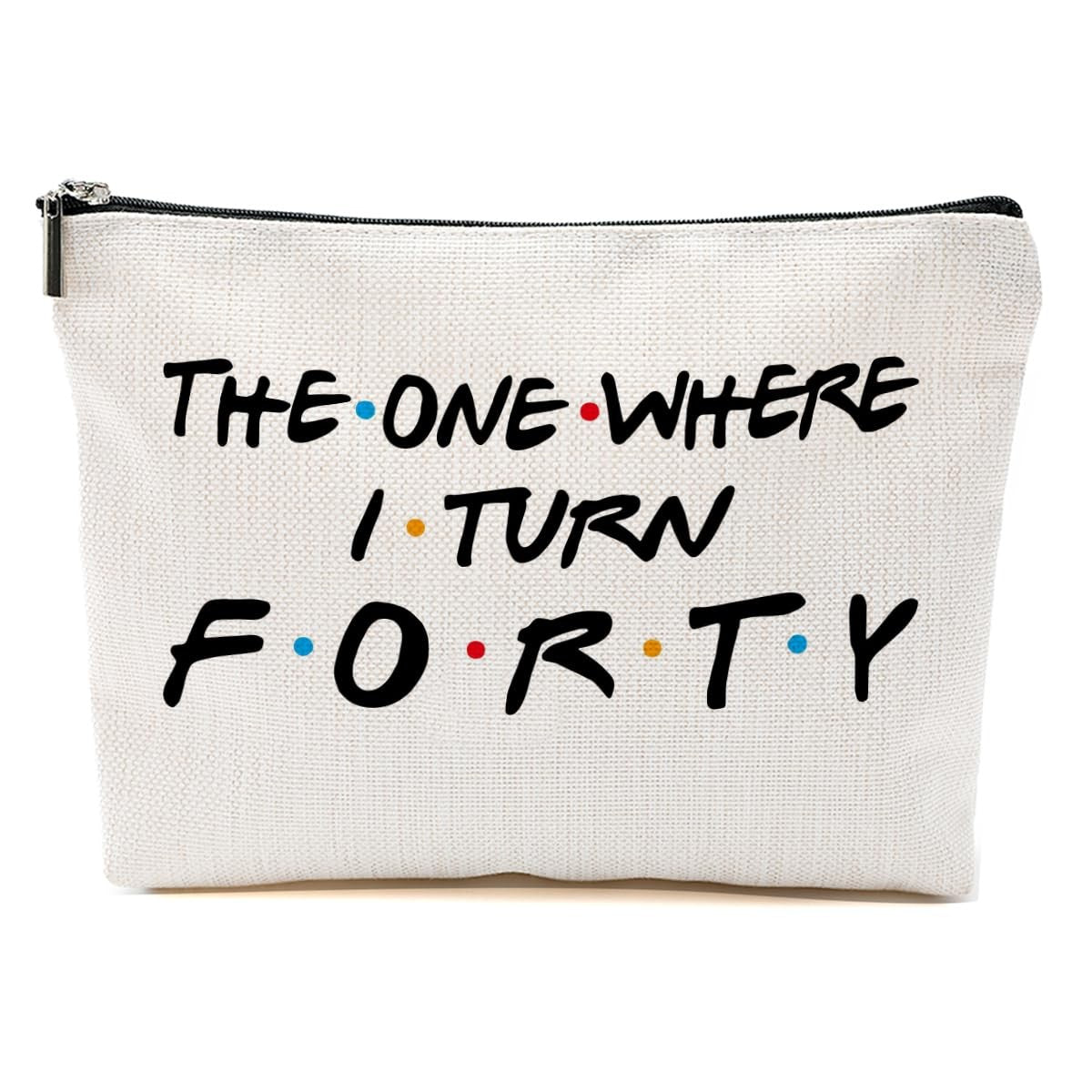 Women’s Waterproof Makeup Bag 9x7 Inches - Funny 40th Birthday Gift, Multicolor