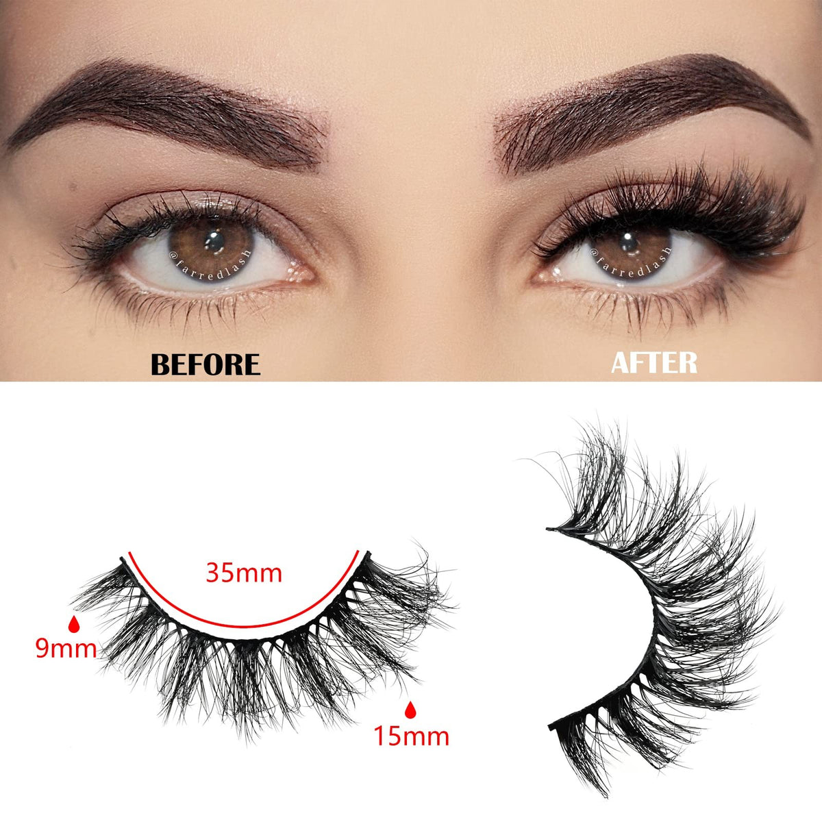 Short Natural Cat Eye Lashes 15mm - 14 Pairs Black Faux Synthetic