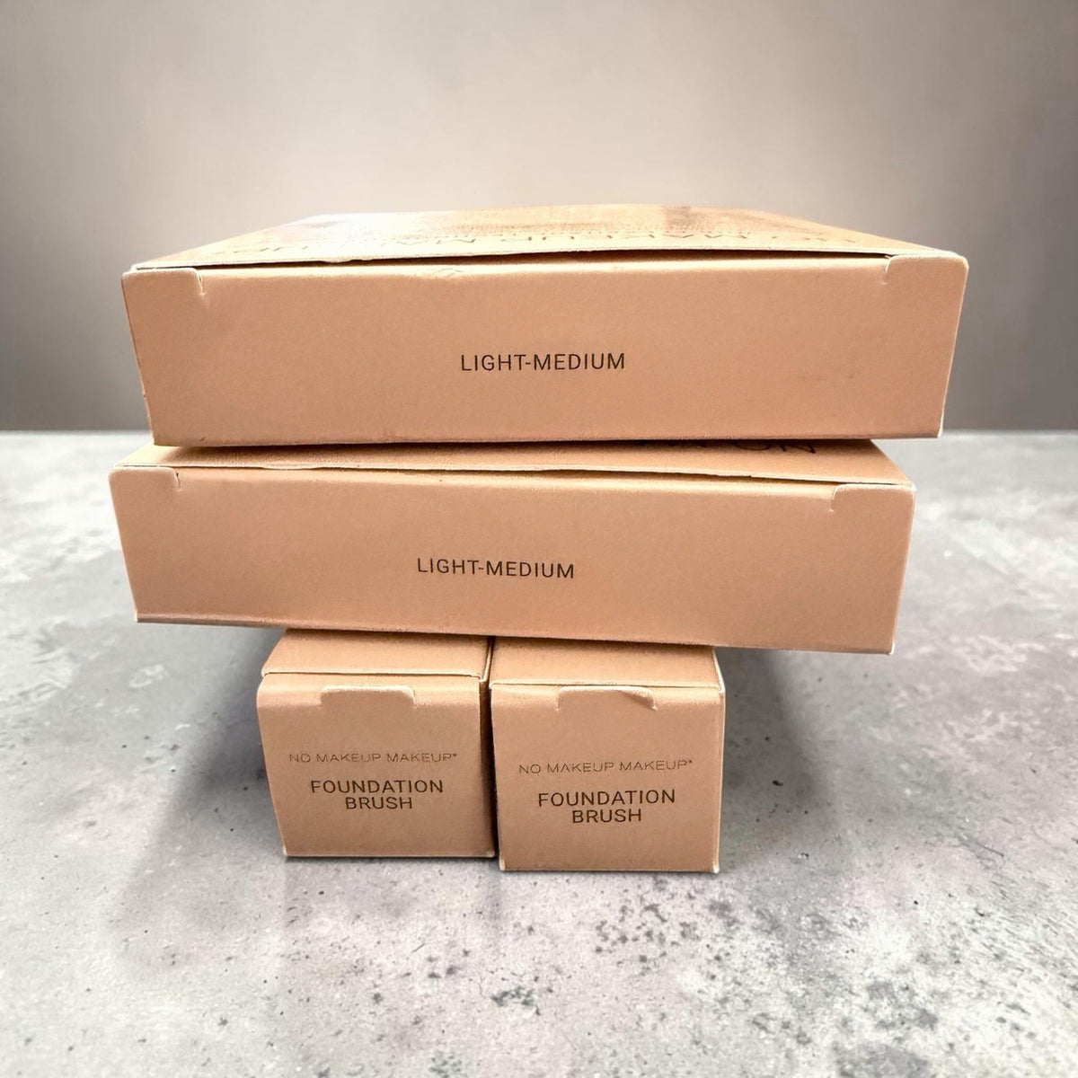 Buildable No Makeup Foundation Duo Set with Brushes - Light Medium