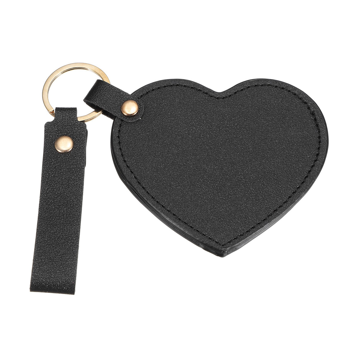 Mini Heart Shape Keychain Mirror with Leather Cover - Compact & Portable