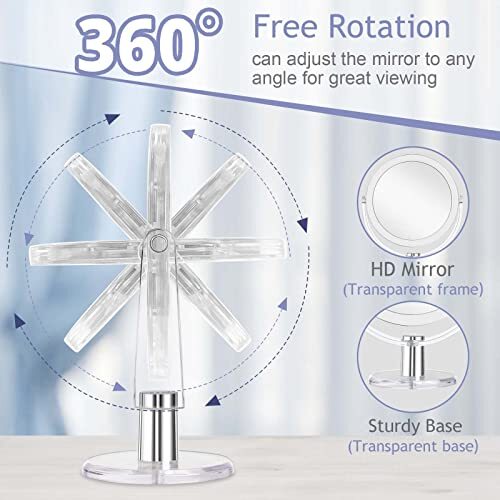 Double-Sided Vanity Makeup Mirror with 360° Swivel and 15X Magnification