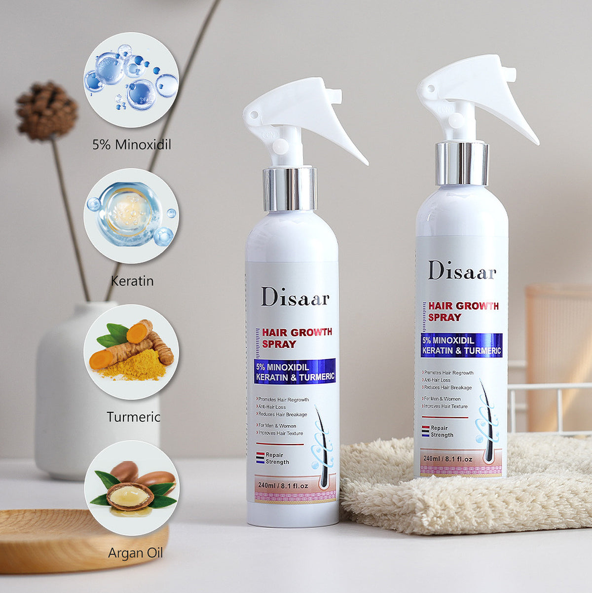Disaar Beauty Hair Growth Spray Rosemary Castor Argan Anti-Hair Loss