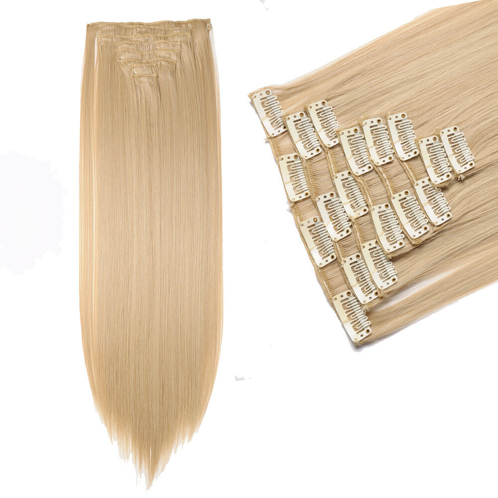 Clip-In Hair Extensions Full Head Ombre Highlight Synthetic Thick Hair 8-24 Inches