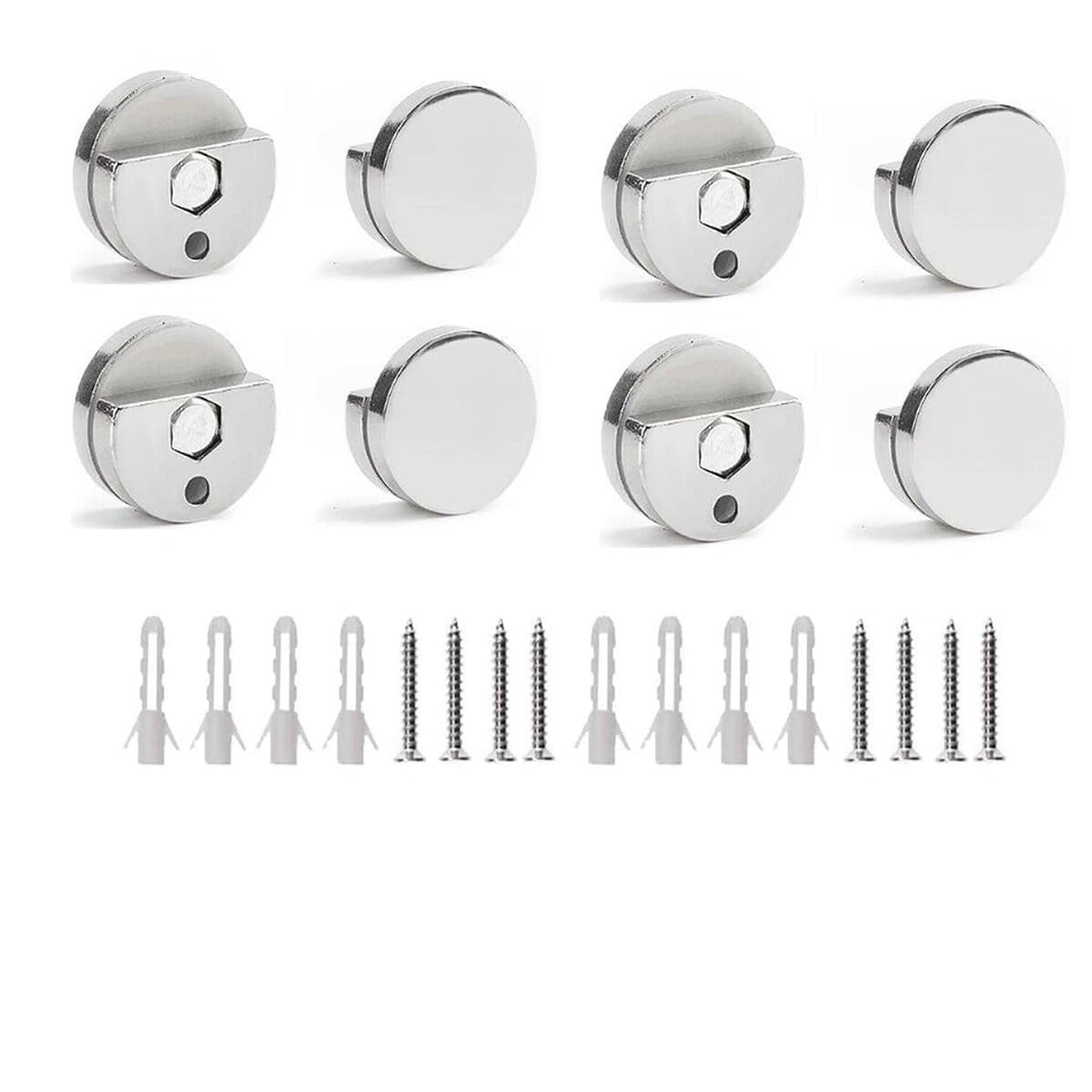 Zinc Alloy Wall-Mounted Mirror Clips Set - Round Glass Support Brackets for Bathroom and Home