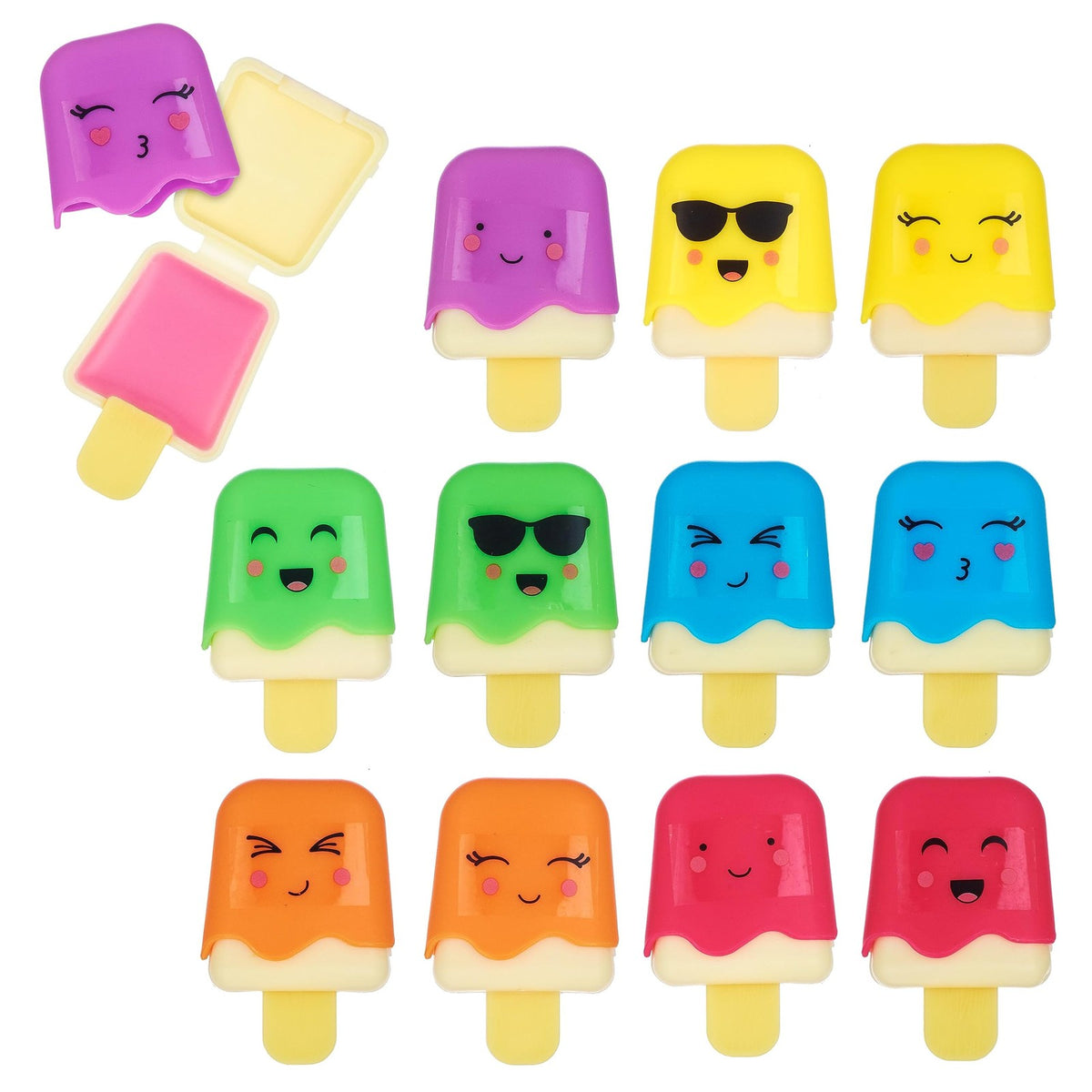 12-Piece Kids Lip Gloss Set - Novelty Popsicle-Shaped Lip Balms for Girls