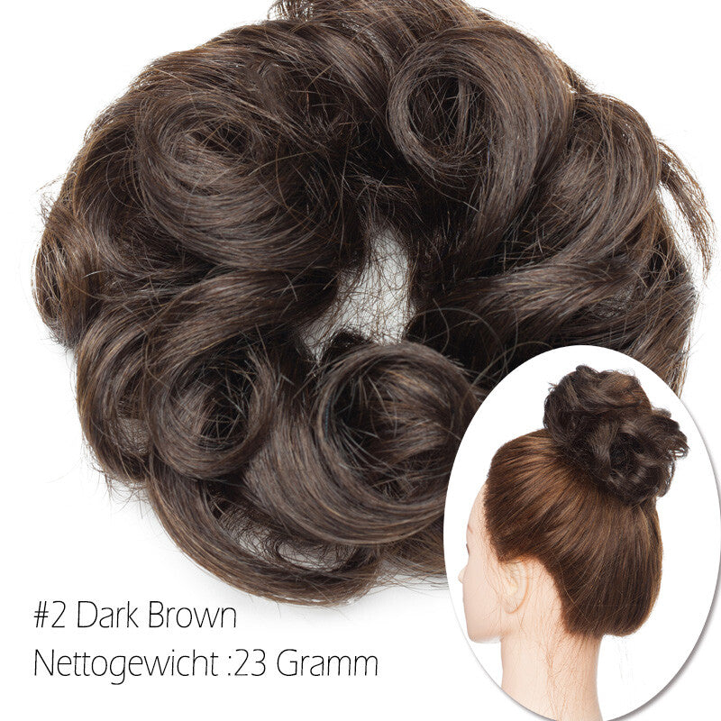 Clip-In Human Hair Bun Extensions Curly & Straight | Messy Hair Piece