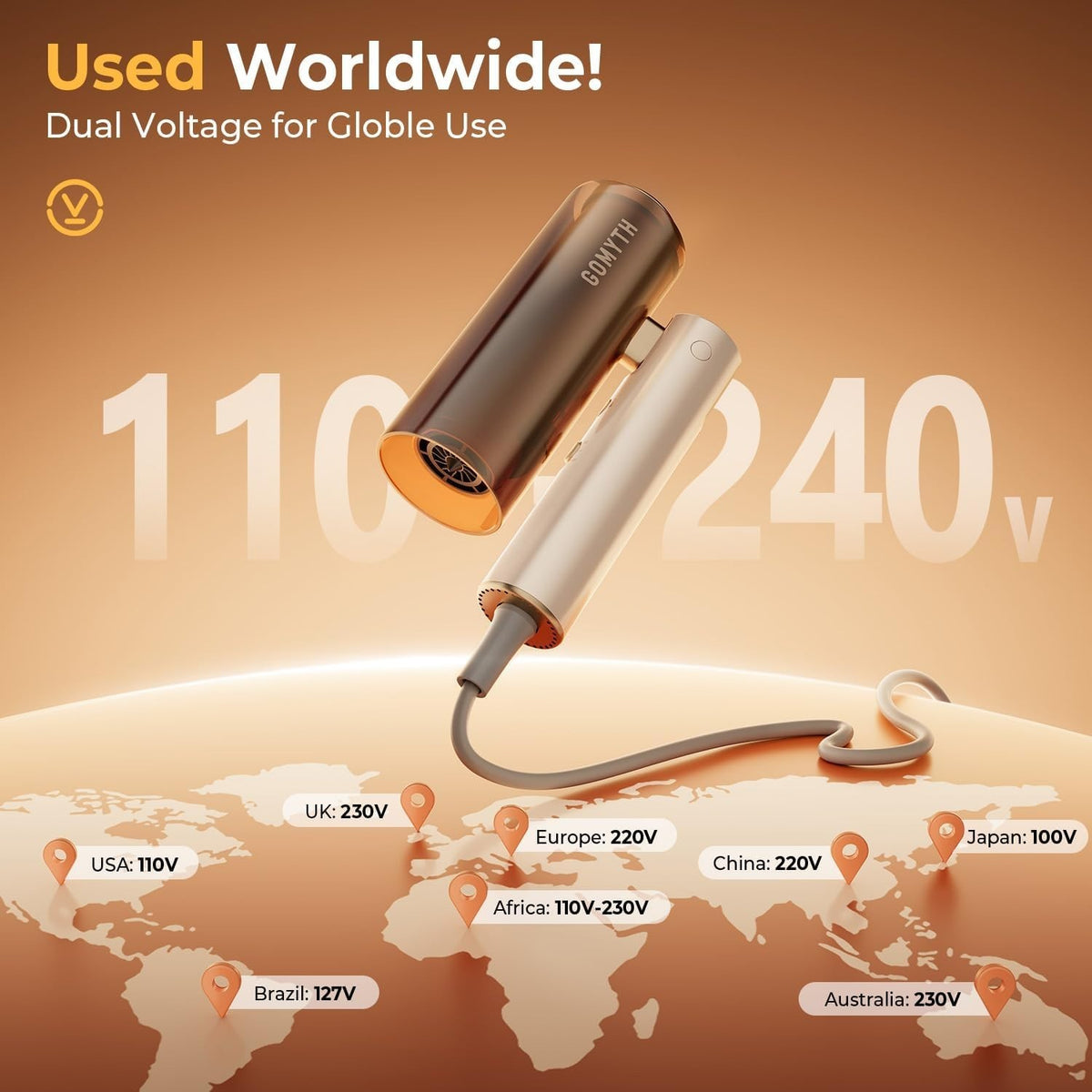 5-in-1 Hair Dryer Brush Styler with Fast Drying & Plasma Ions - Travel Ready