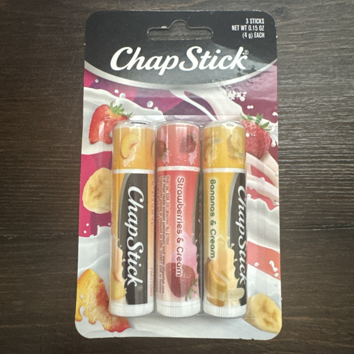 Fruit Flavored Lip Balm Set - Peach Strawberry Banana 3 Pack