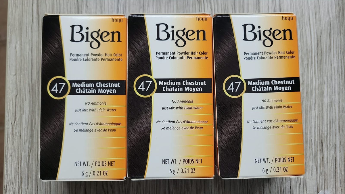 Bigen Powder Hair Color #47 Medium Chestnut 0.21 oz (3 Pack)