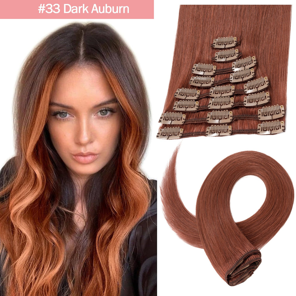 Clip-In Hair Extensions - 100% Real Human Hair Full Head Sets