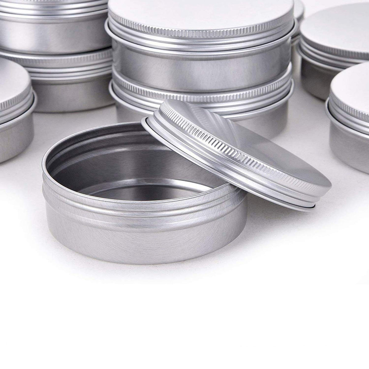 4 Ounce Aluminum Tin Jars with Screw Lids - 12 Pack Cosmetic Containers