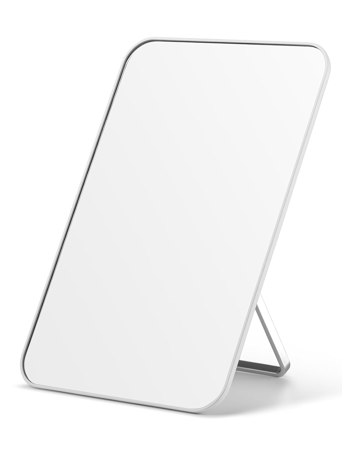 Tabletop Makeup Mirror with Foldable Stand and Hanging Hole - 8x5 Inches, White