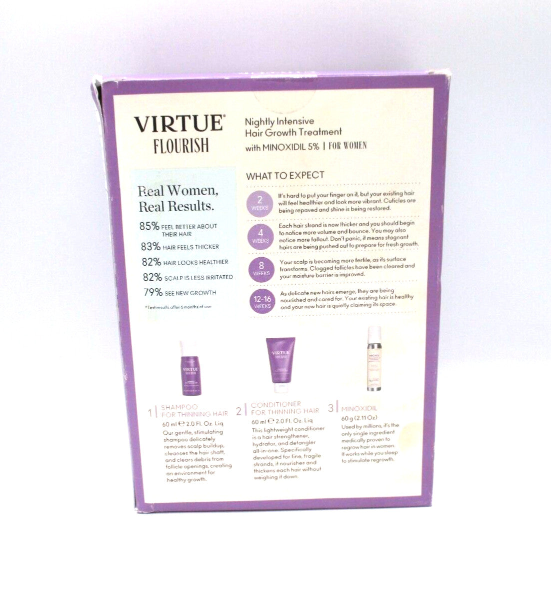Virtue Flourish Nightly Hair Growth Treatment with Minoxidil 5% for Women - 1 Month Supply
