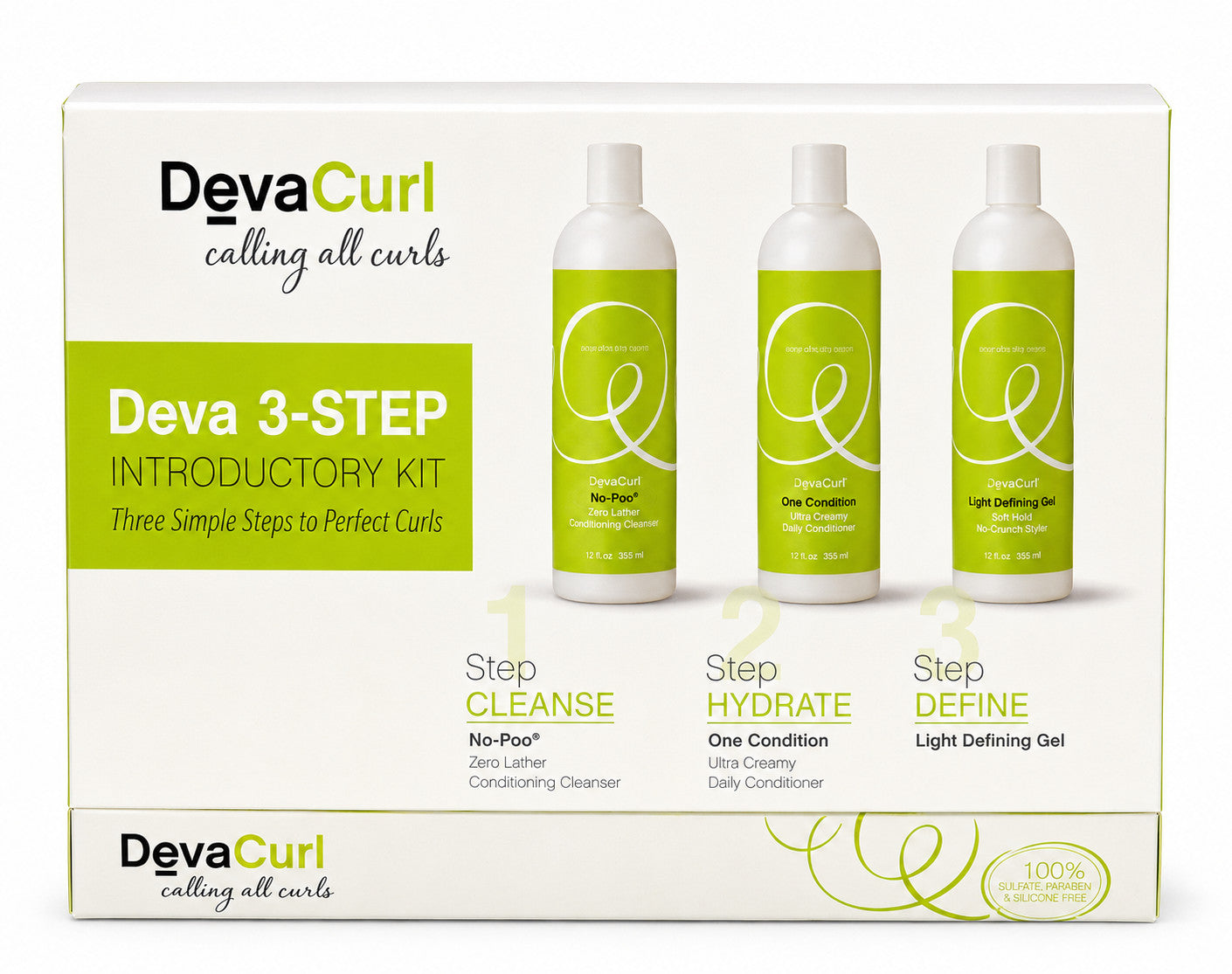 Curl Care Travel Kit - No-Poo, Conditioner & Defining Gel for Curly Hair