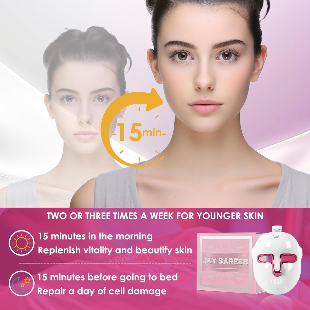 Red Light Therapy Face Mask with 7 Light Colors for Skin Rejuvenation